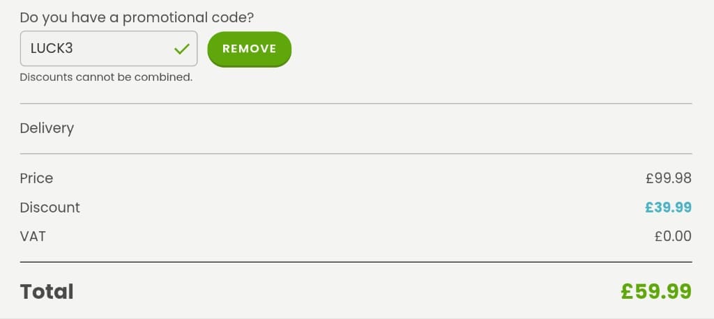 Screenshot of the Hooray Heroes discount code working