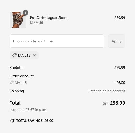 Screenshot of the Tikiboo discount code working