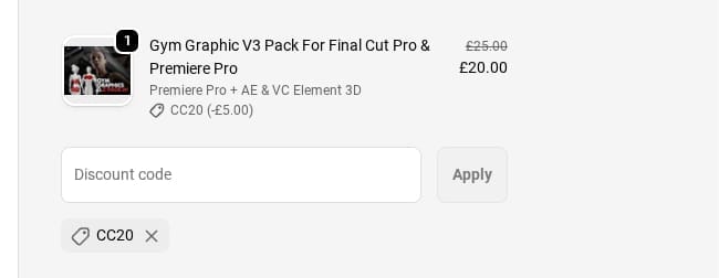 Screenshot of the CCreation Community discount code working
