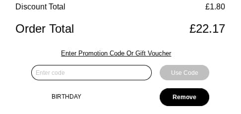 Screenshot of the The Present Finder discount code working