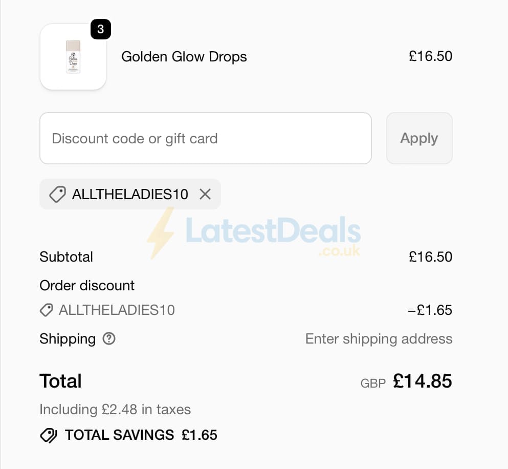 Screenshot of the W7makeup discount code working