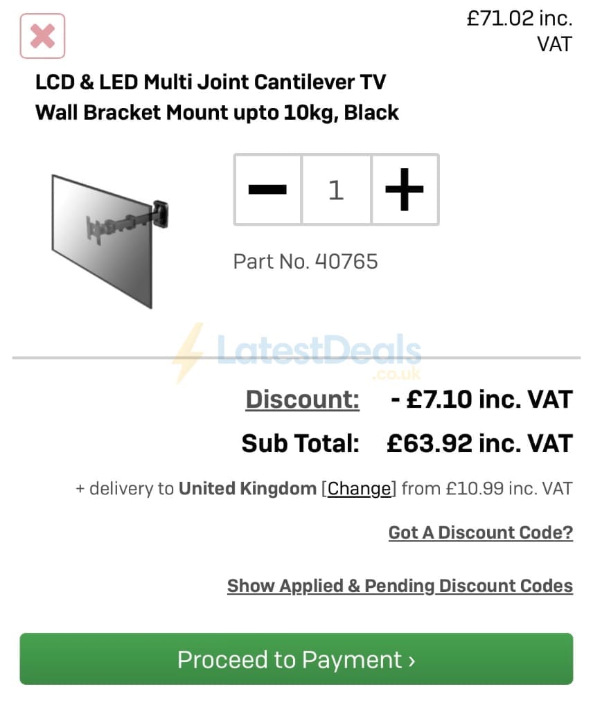 Screenshot of the Lindy Electronics discount code working