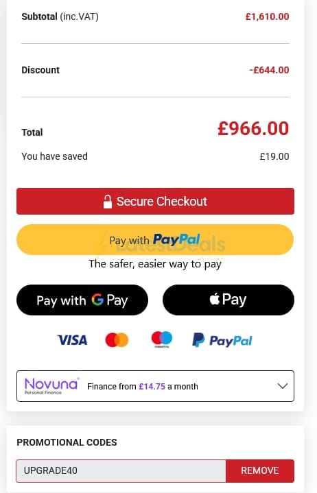 Screenshot of the Garden Buildings Direct discount code working
