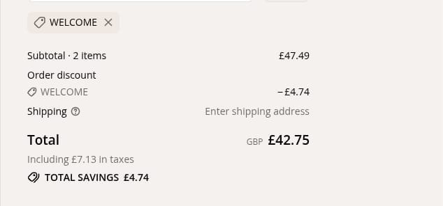 Screenshot of the Yogi Bare discount code working