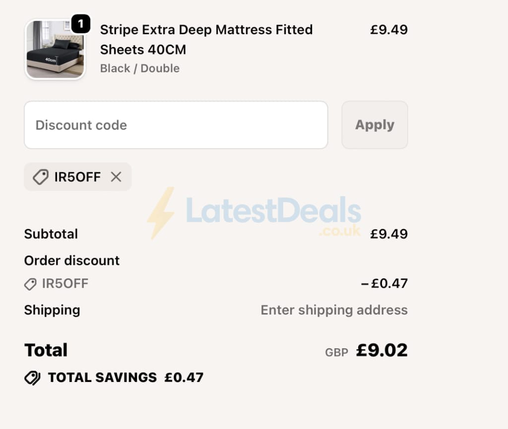 Screenshot of the Imperial Rooms discount code working