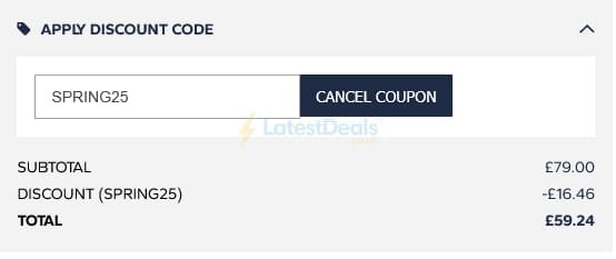 Screenshot of the Chatham discount code working