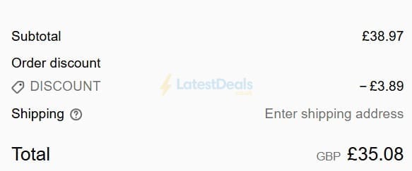 Screenshot of the Vieve discount code working