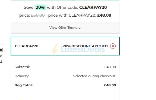 Screenshot of the Mainline Menswear discount code working