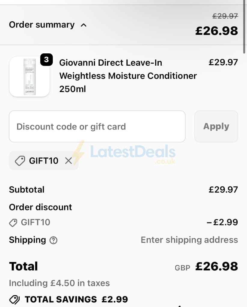 Screenshot of the Onlynaturals discount code working