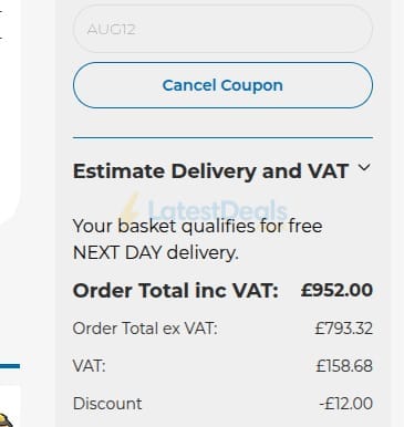 Screenshot of the Powertool World discount code working