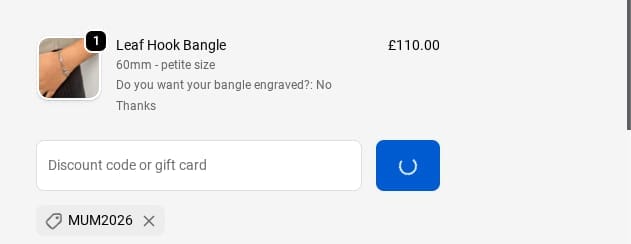 Screenshot of the Mon Bijoux Jewellery discount code working