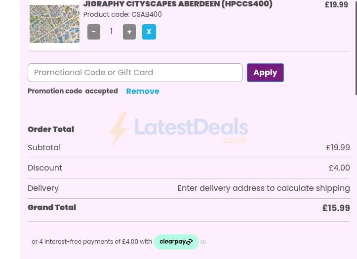 Screenshot of the Happy Puzzle discount code working