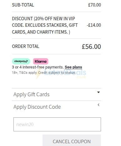 Screenshot of the Annie Haak Designs discount code working