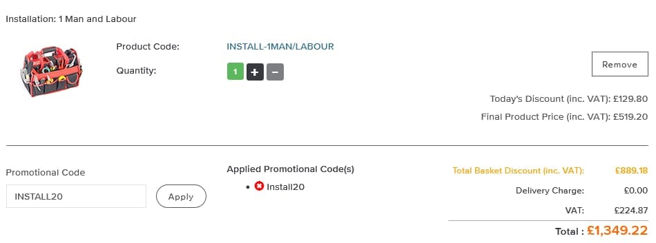 Screenshot of the Spaceslide discount code working