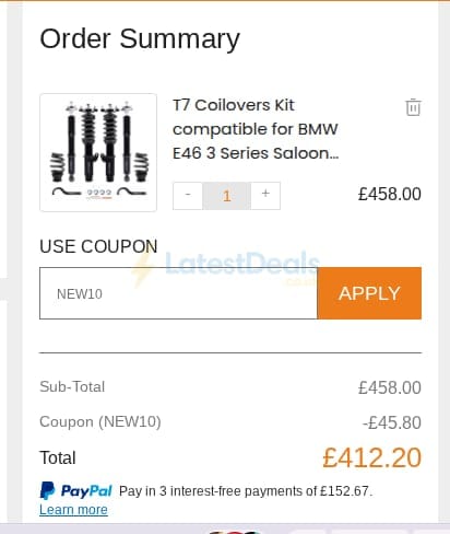 Screenshot of the Maxpeedingrods discount code working