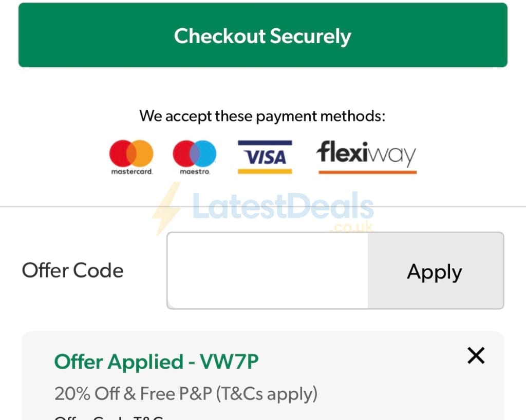 Screenshot of the Kaleidoscope discount code working