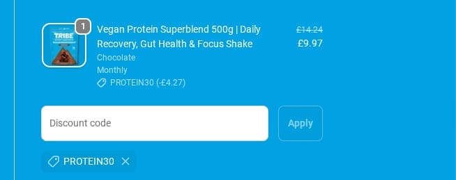 Screenshot of the Wearetribe discount code working