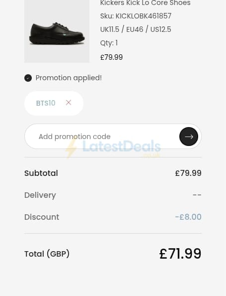 Screenshot of the Soletrader discount code working