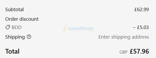 Screenshot of the Bathroom Deco discount code working