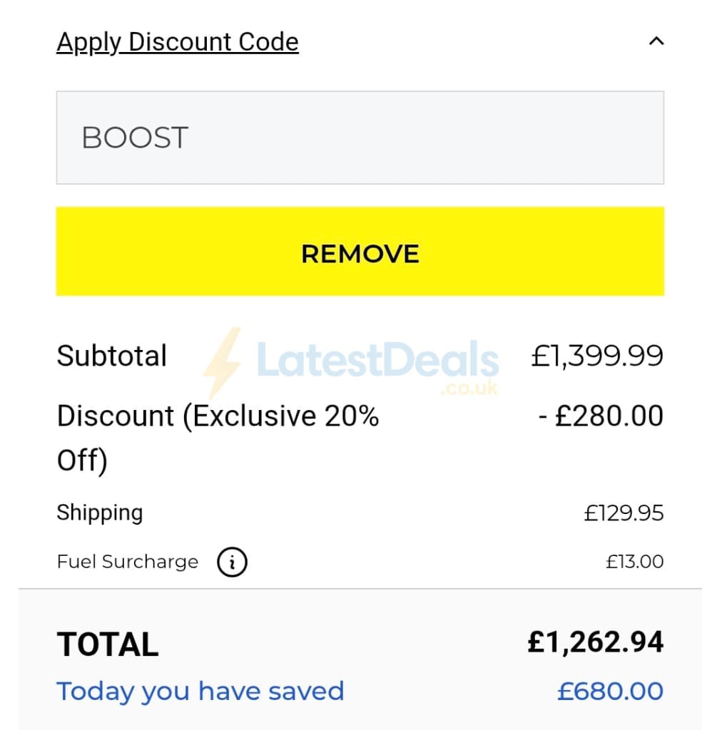 Screenshot of the Net World Sports discount code working