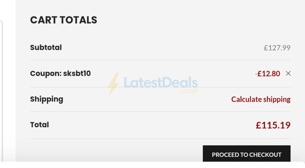 Screenshot of the Site King discount code working