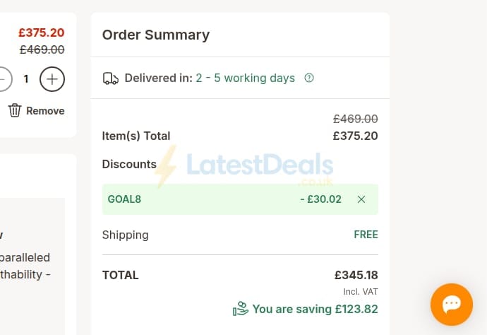 Screenshot of the Emma discount code working