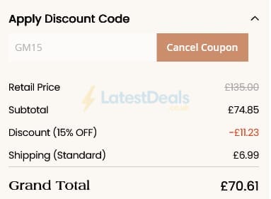 Screenshot of the Gnoce discount code working