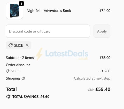 Screenshot of the Modiphius Entertainment discount code working