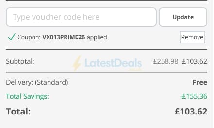 Screenshot of the Printerpix discount code working