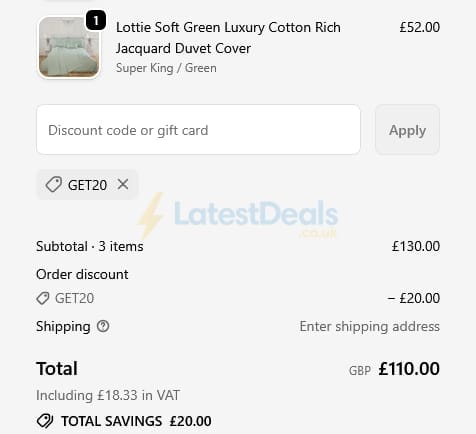 Screenshot of the Julian Charles discount code working