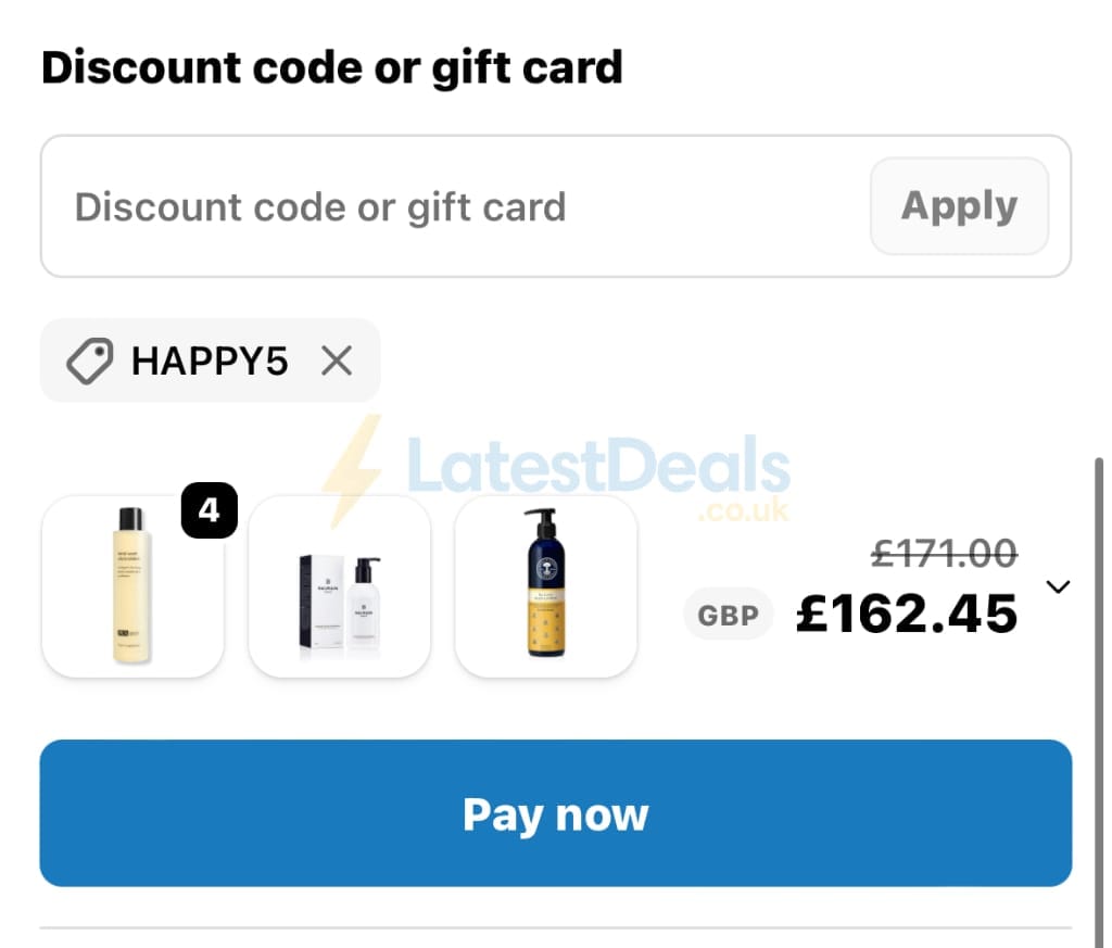 Screenshot of the Maleskin discount code working