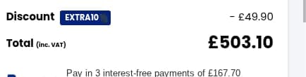 Screenshot of the Mattress Man discount code working