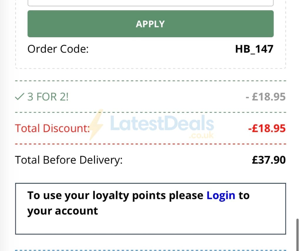 Screenshot of the Happy Beaks discount code working