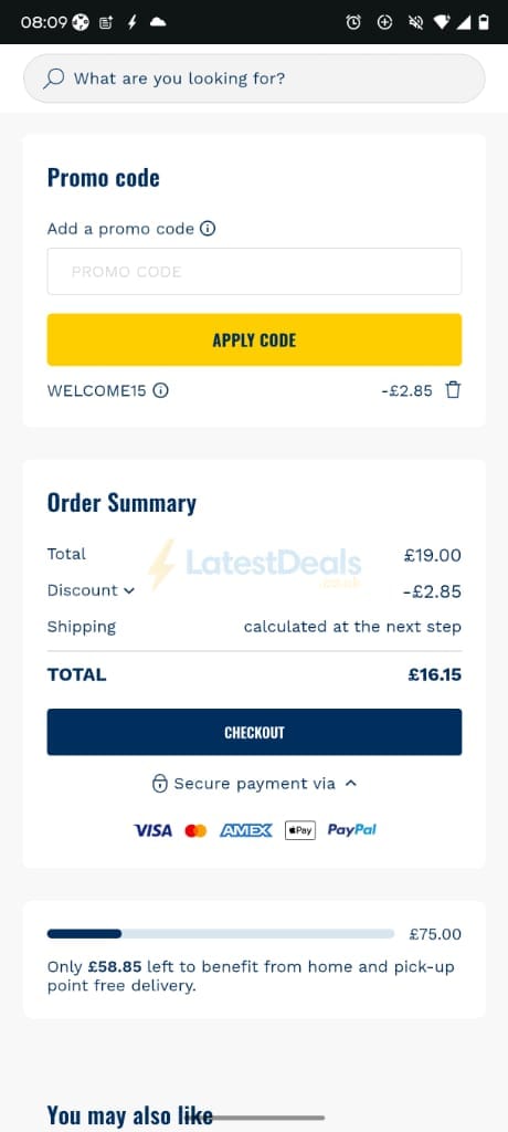 Screenshot of the Petit Bateau discount code working