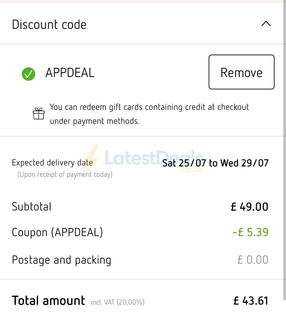 Screenshot of the Parfumdreams discount code working