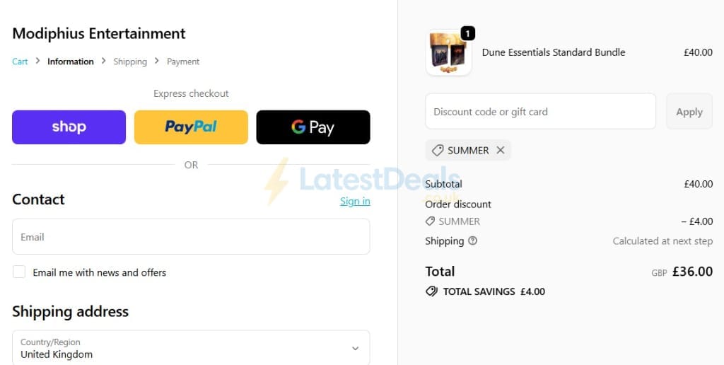 Screenshot of the Modiphius Entertainment discount code working