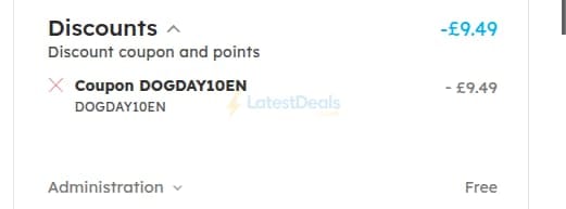 Screenshot of the Miscota discount code working