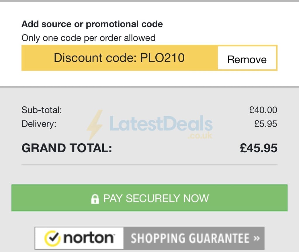 Screenshot of the Chums discount code working