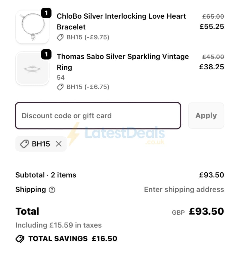 Screenshot of the Mococo discount code working