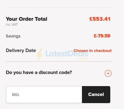 Screenshot of the MyNextMattress discount code working