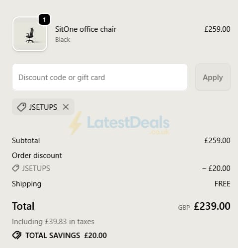 Screenshot of the Desktronic discount code working