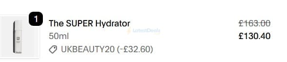 Screenshot of the U Beauty discount code working