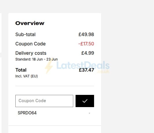 Screenshot of the Spreadshirt discount code working