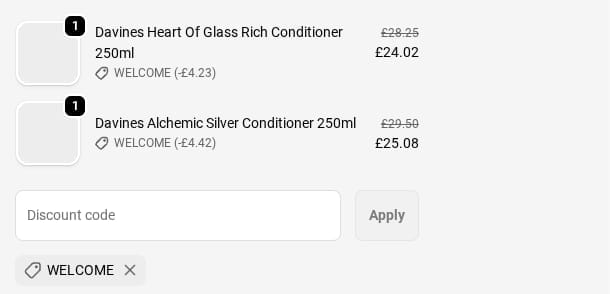 Screenshot of the LuxuriousLook discount code working