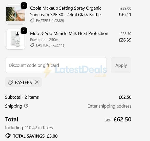 Screenshot of the Plastic Freedom discount code working