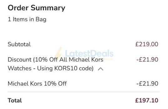 Screenshot of the T. H. Baker discount code working