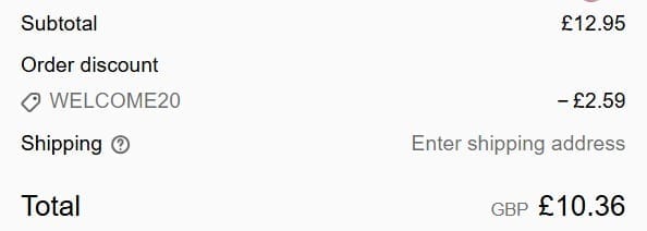 Screenshot of the Onesociety discount code working