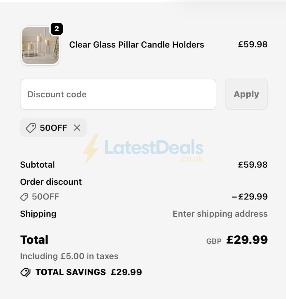 Screenshot of the Ginger Ray discount code working