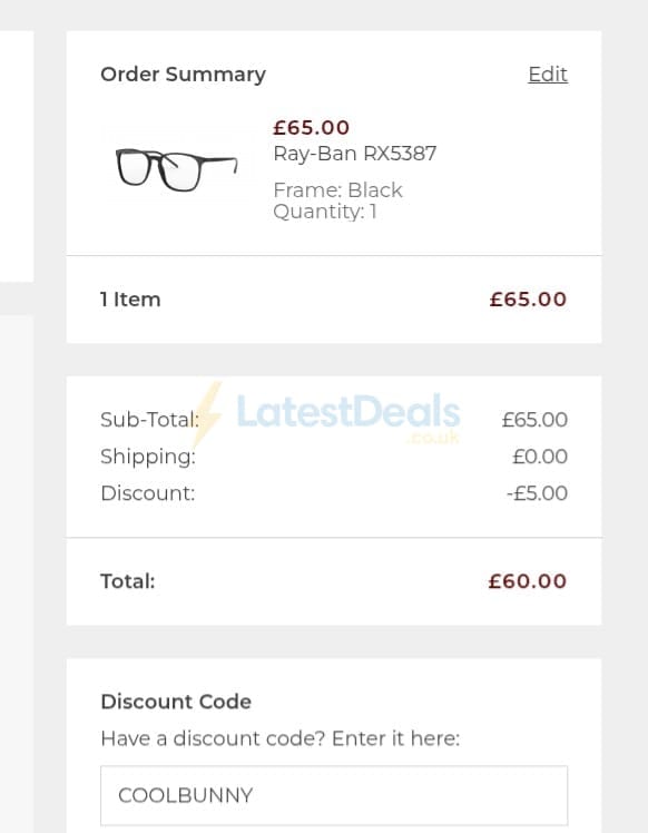Screenshot of the Shade Station discount code working