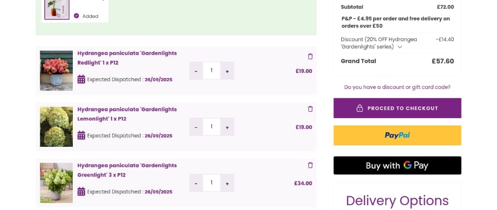 Screenshot of the Hayloft discount code working